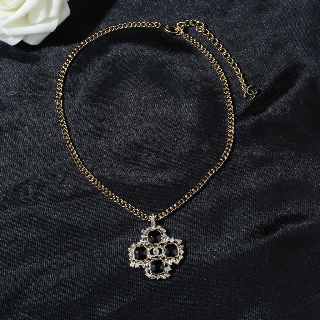 Double-C Emblem Pendant Necklace in Gold-Tone – Design 002 main product view