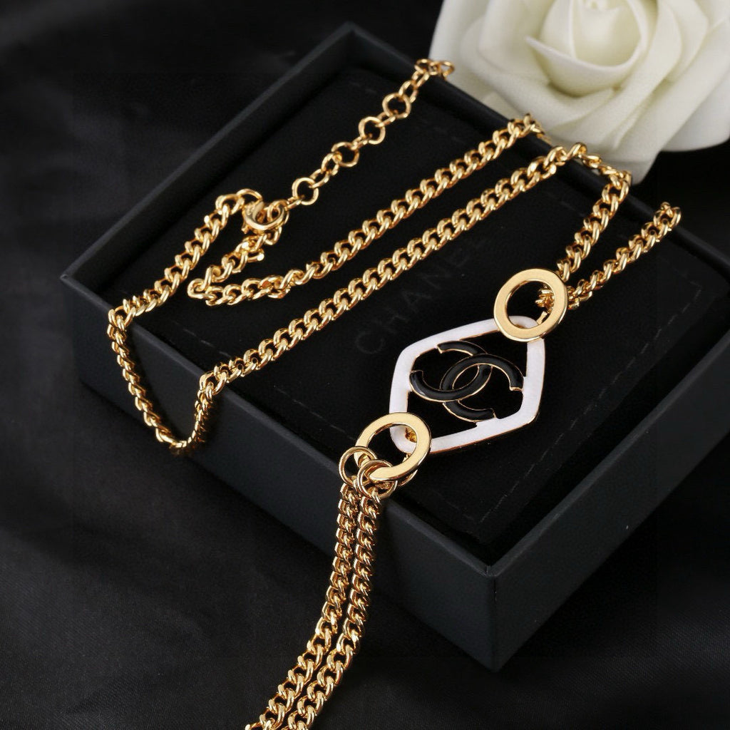 Signature Emblem Pendant Necklace in Polished Metal-Tone – Design 005 detail view