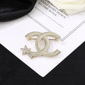 Double-C Emblem Brooch in Polished Metal-Tone – Design 015 main product view