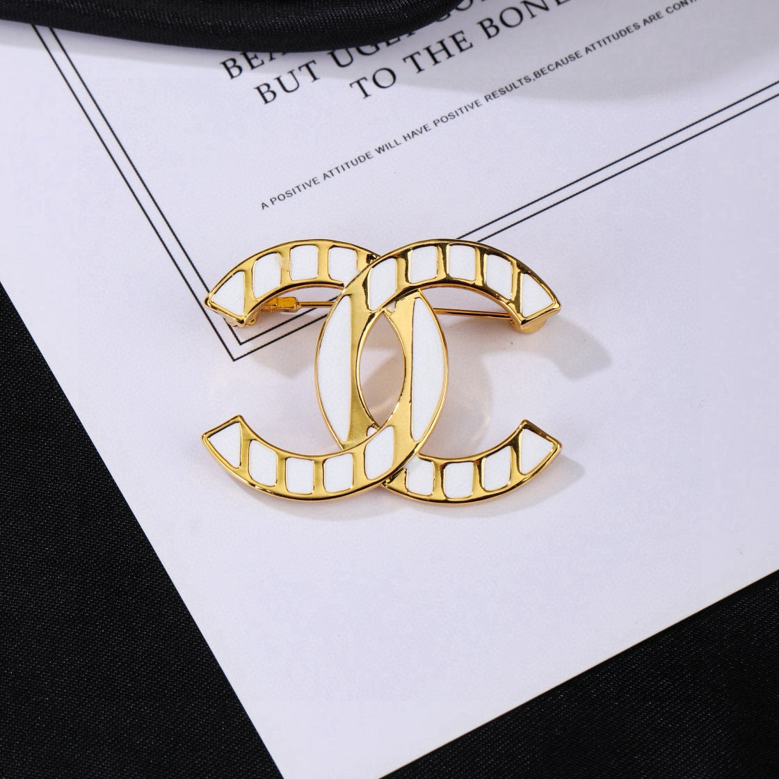Double-C Emblem Brooch in Polished Metal-Tone – Design 012 main product view