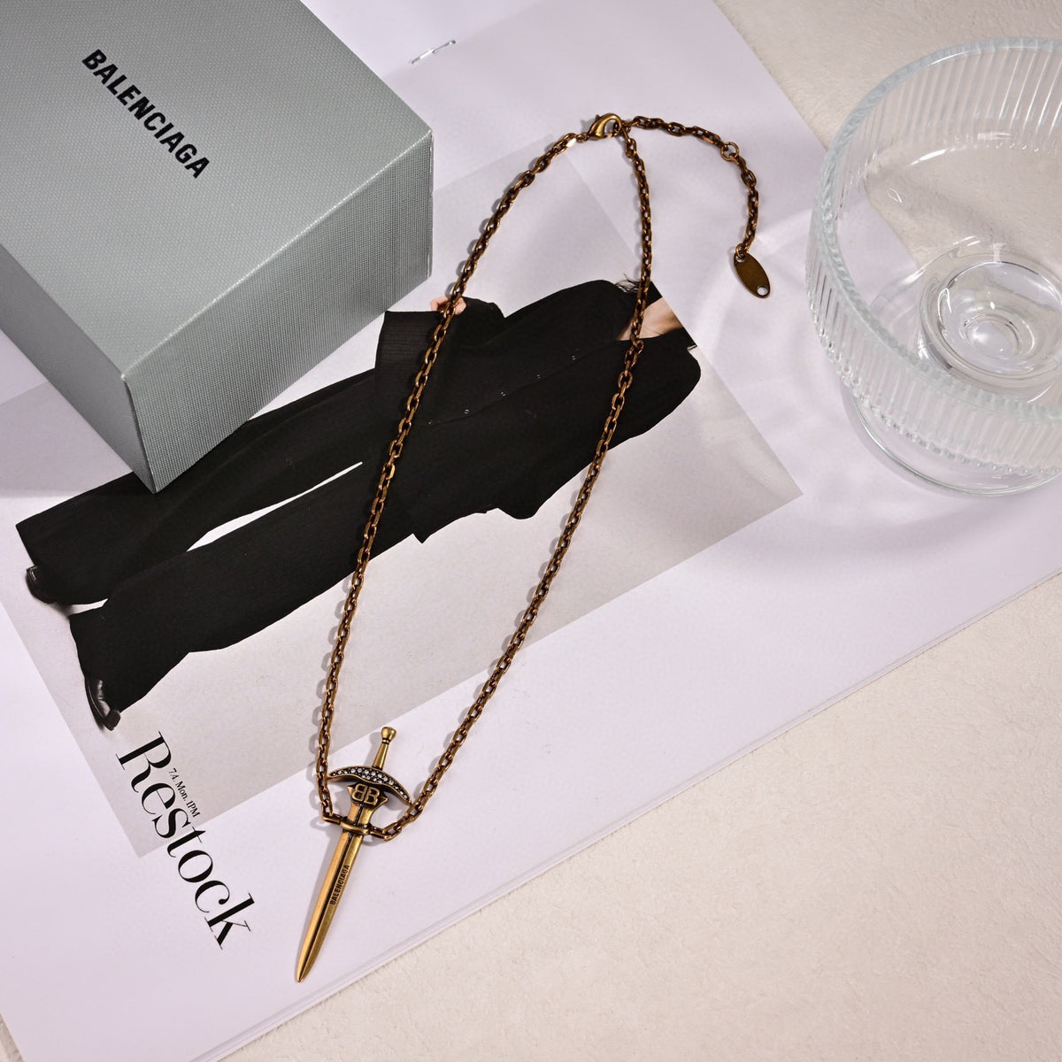 Geometric Emblem Pendant Necklace in Gold-Tone – Design 001 main product view