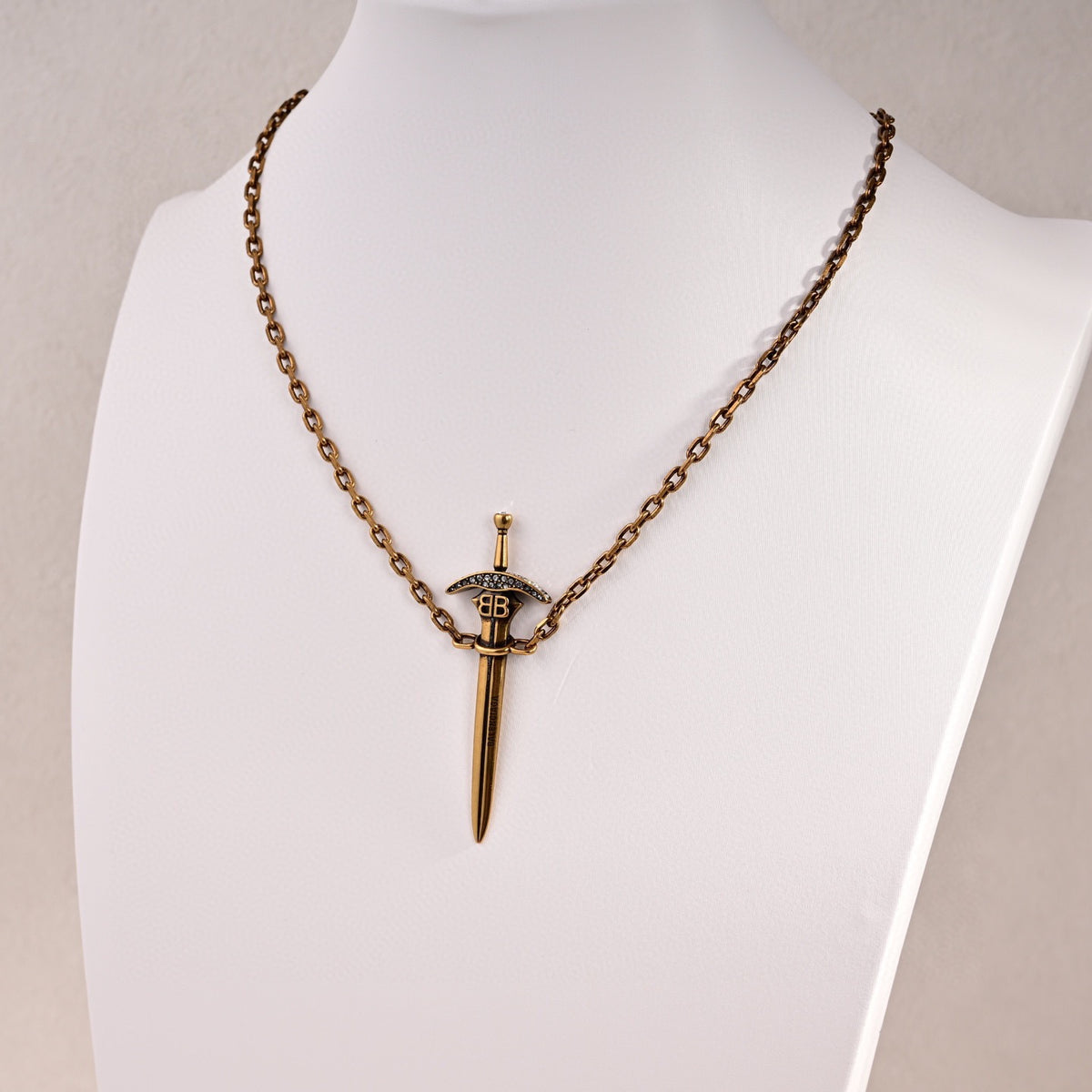 Geometric Emblem Pendant Necklace in Gold-Tone – Design 004 styled product view