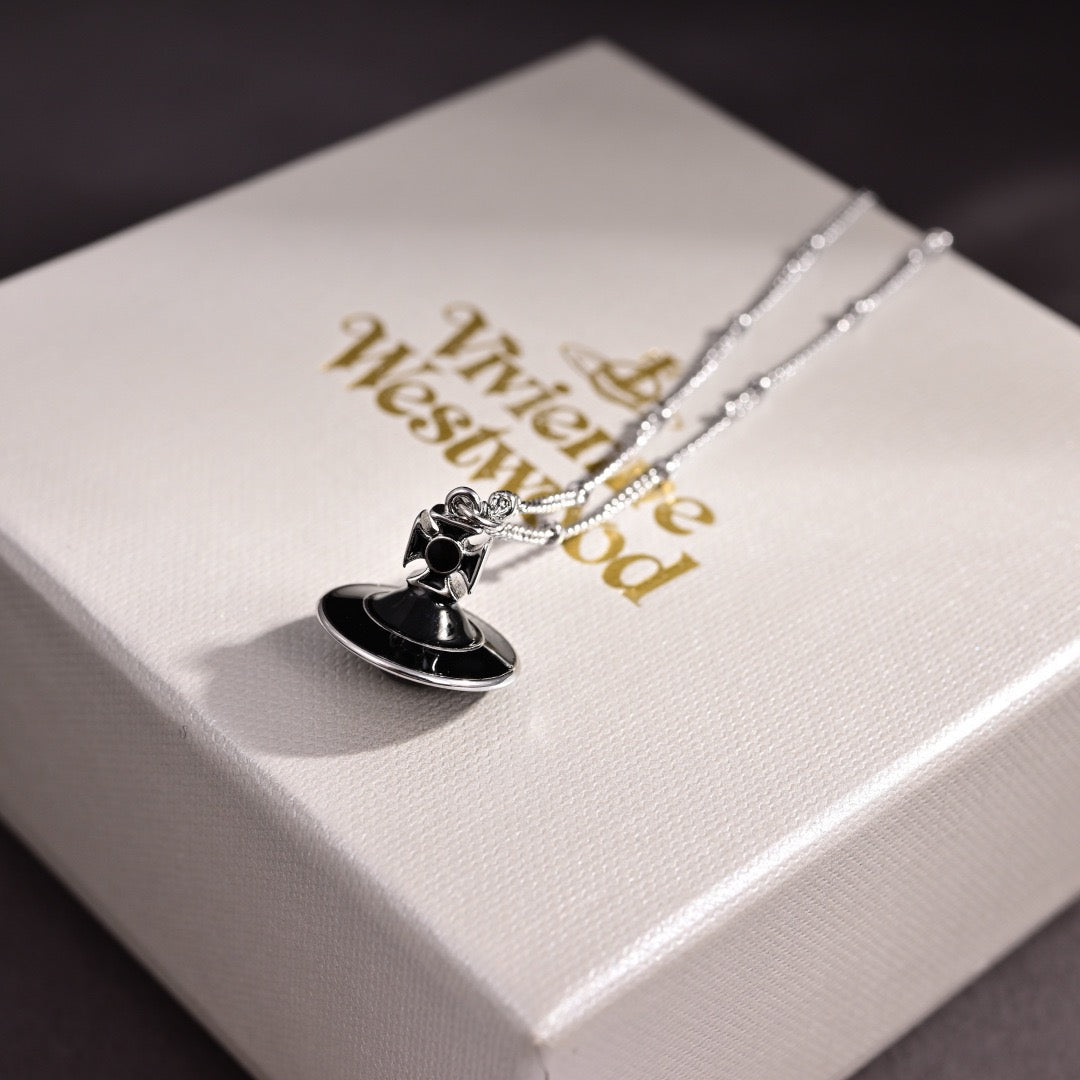 Orb Pendant Necklace in Polished Metal-Tone – Design 024 detail view