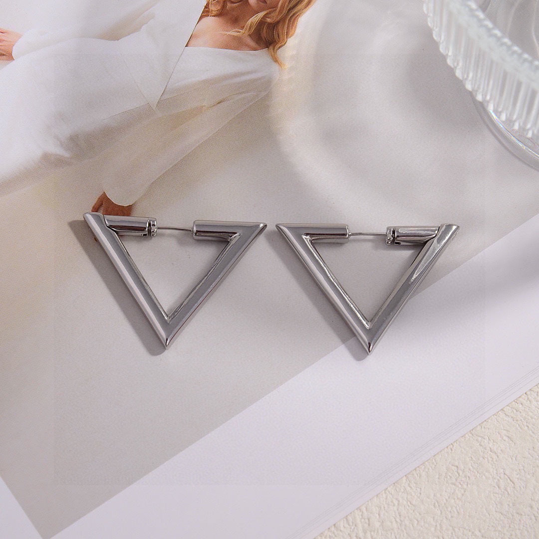 Triangle Stud Earrings in Gold-Tone – Design 01 detail view