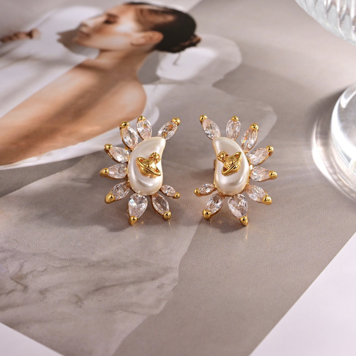 Orb Statement Earrings in Polished Metal-Tone – Design 005 side detail