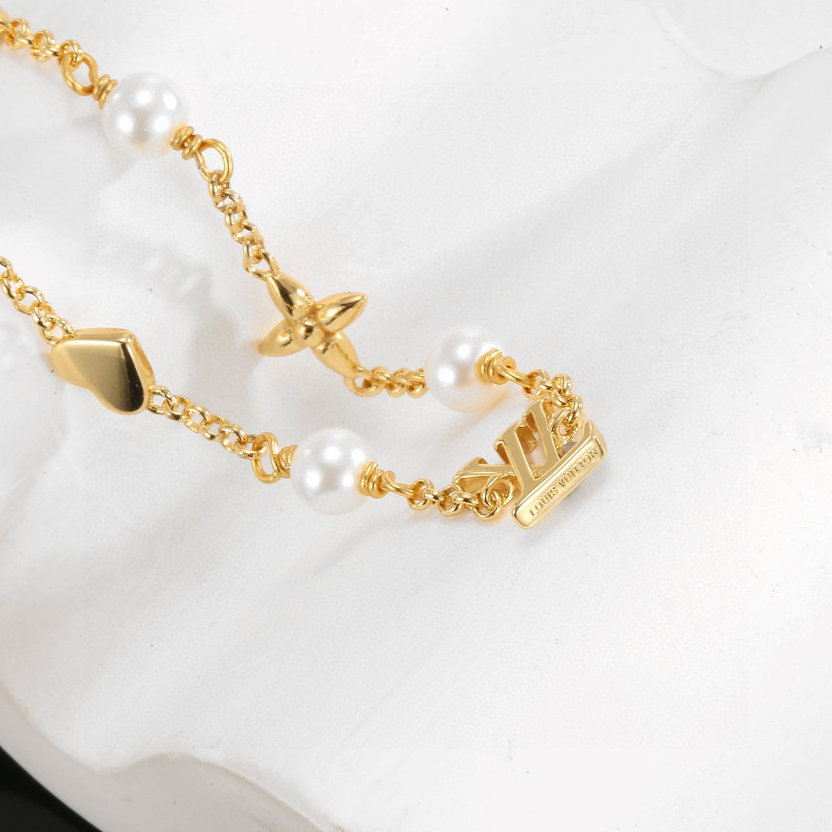 Letter Emblem Bracelet in Polished Metal-Tone – Design 007 side detail