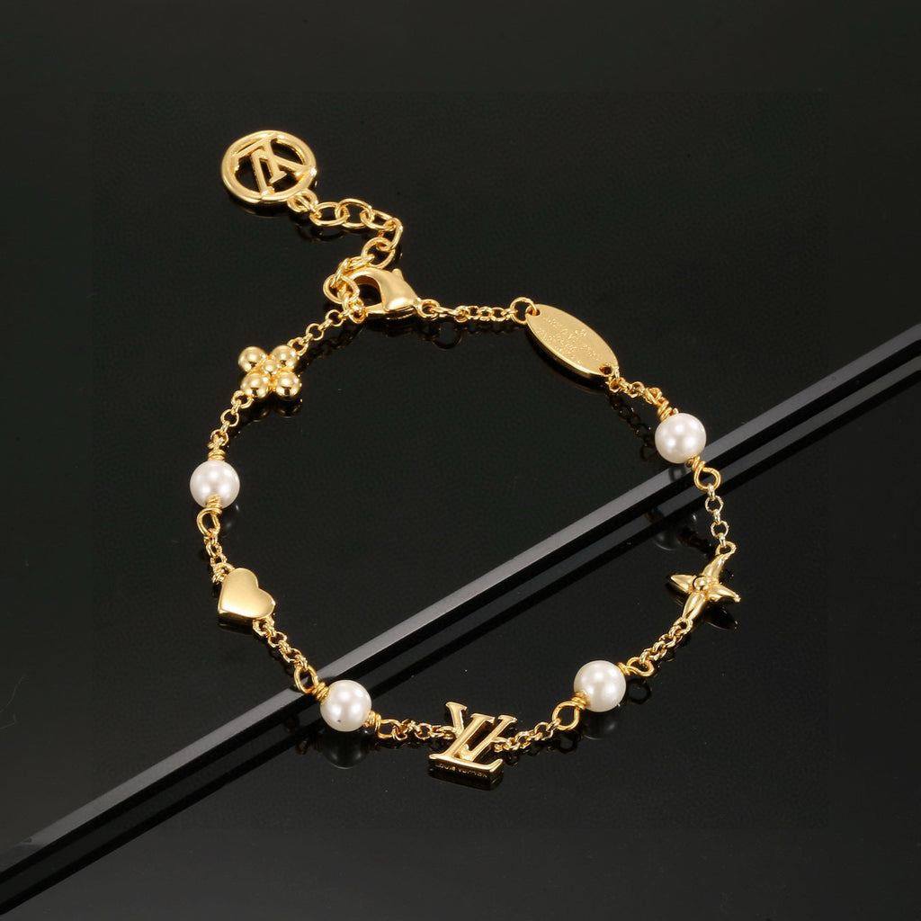 Letter Emblem Bracelet in Polished Metal-Tone – Design 012 main product view