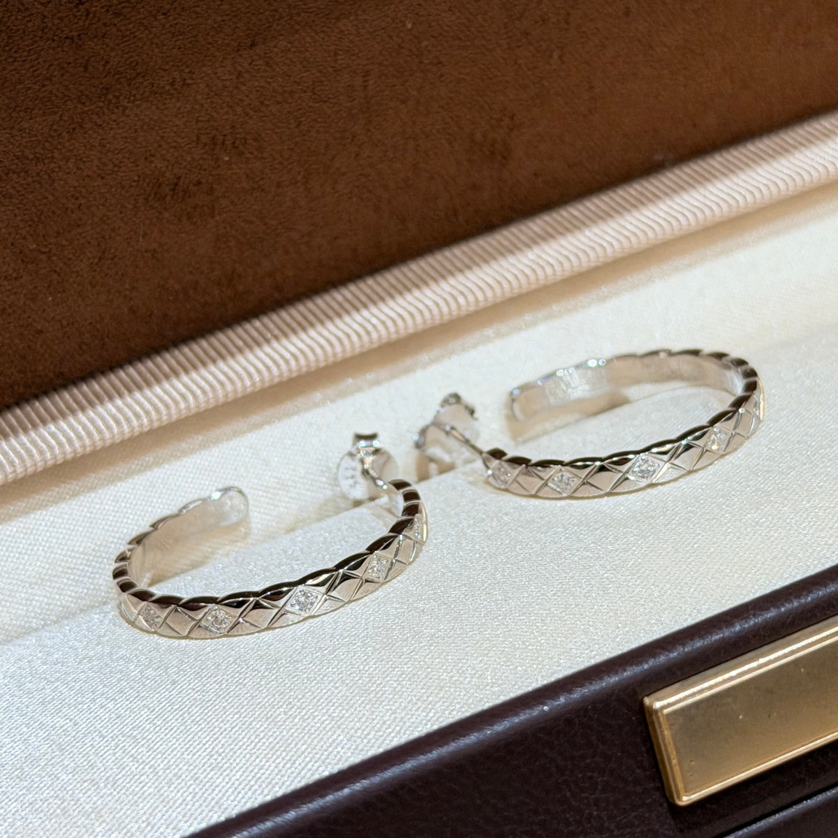 Signature Emblem Crystal-Accent Statement Earrings – Design 004 close-up detail