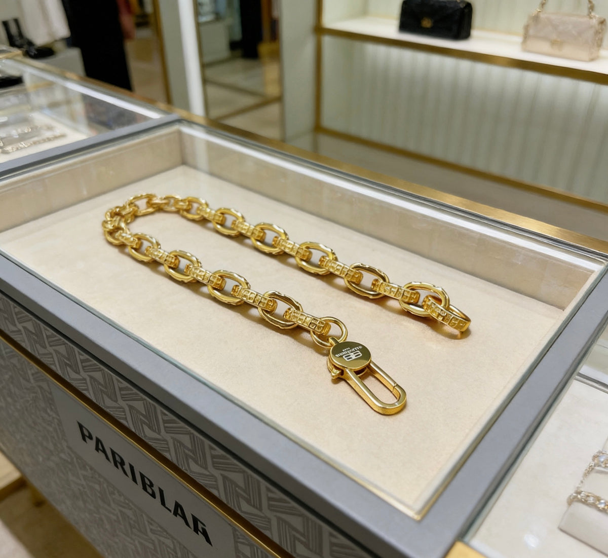 Geometric Emblem Bracelet in Polished Metal-Tone – Design 022 styled product view