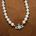 Orb Pendant Necklace in Silver-Tone – Pearl Detail main product view
