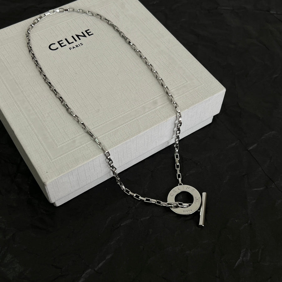 Signature Emblem Pendant Necklace in Polished Metal-Tone – Design 01 main product view