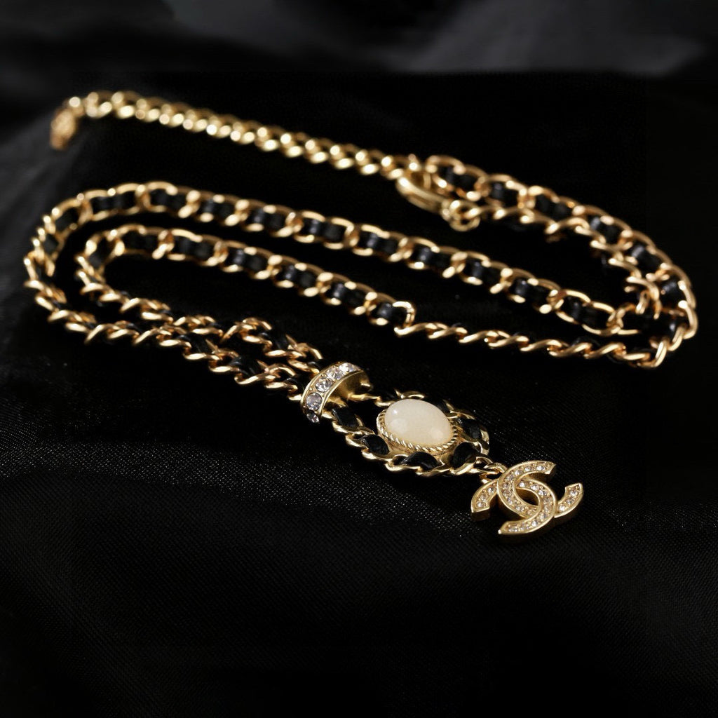 Signature Emblem Pendant Necklace in Gold-Tone – Design 007 detail view