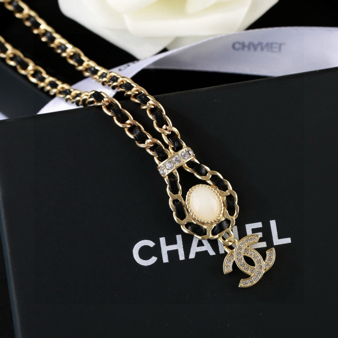 Signature Emblem Pendant Necklace in Gold-Tone – Design 007 front product view