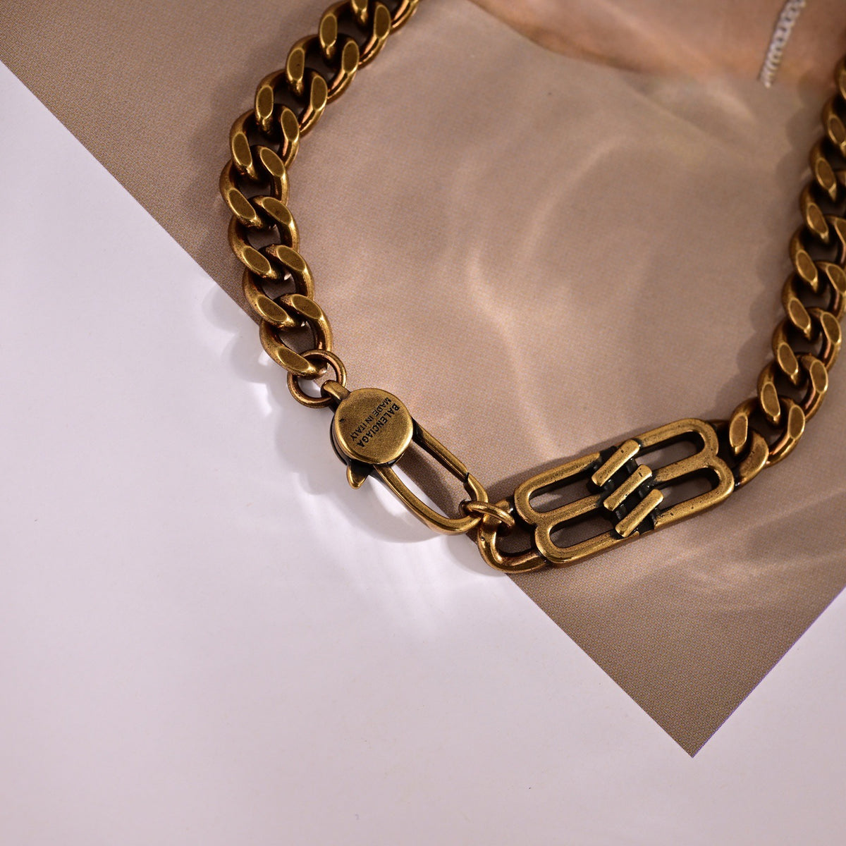 Geometric Emblem Pendant Necklace in Gold-Tone – Design 003 close-up detail