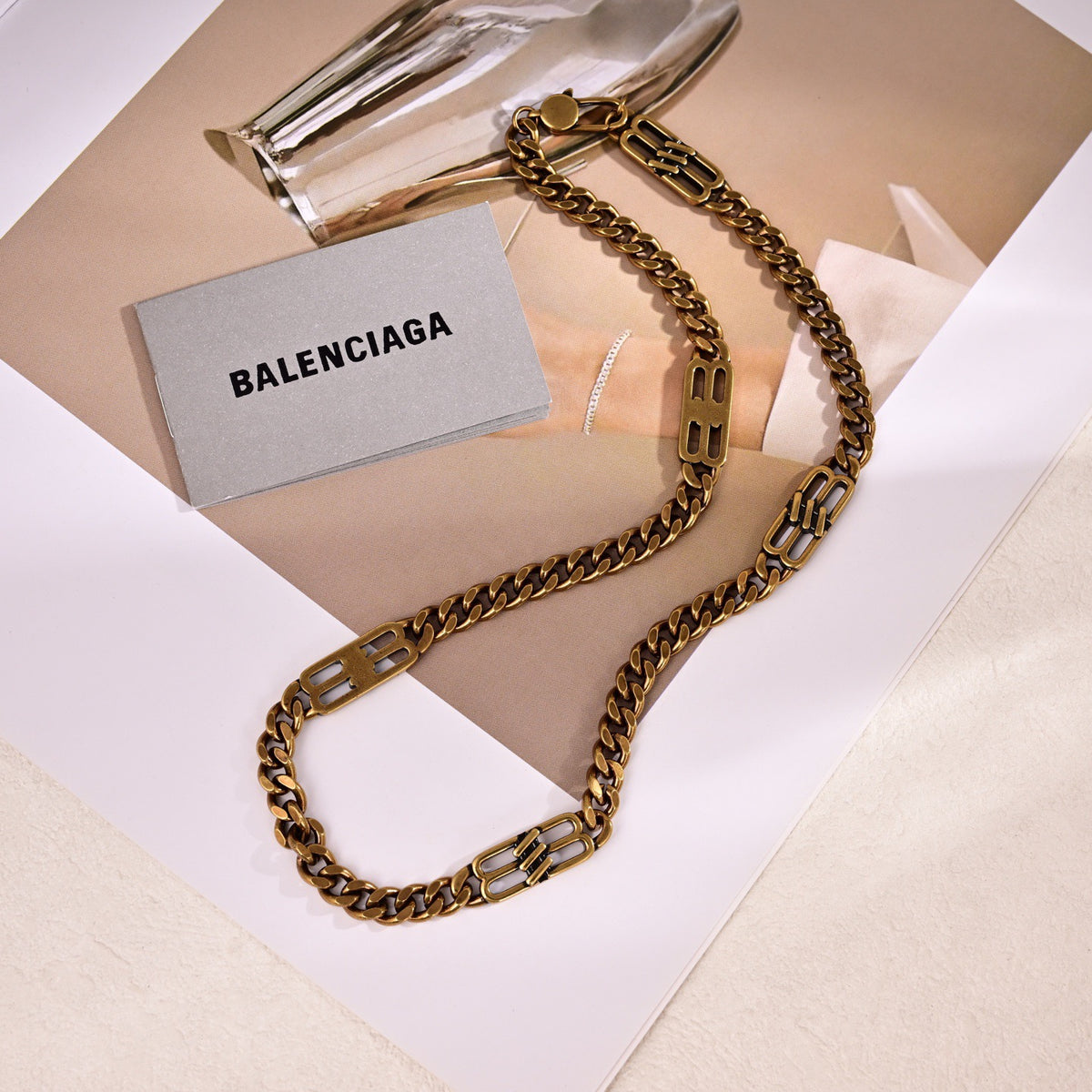 Geometric Emblem Pendant Necklace in Gold-Tone – Design 003 side detail