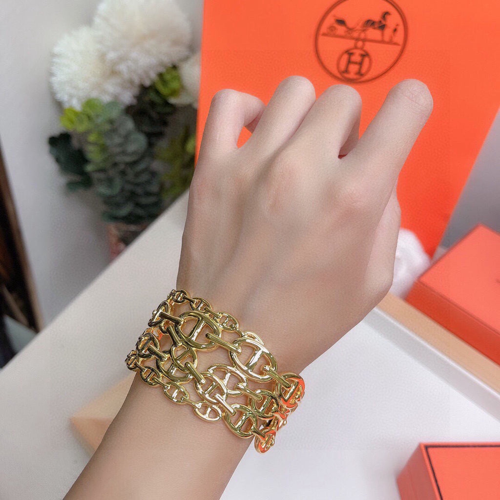 Toggle Bangle in Polished Metal-Tone detail view