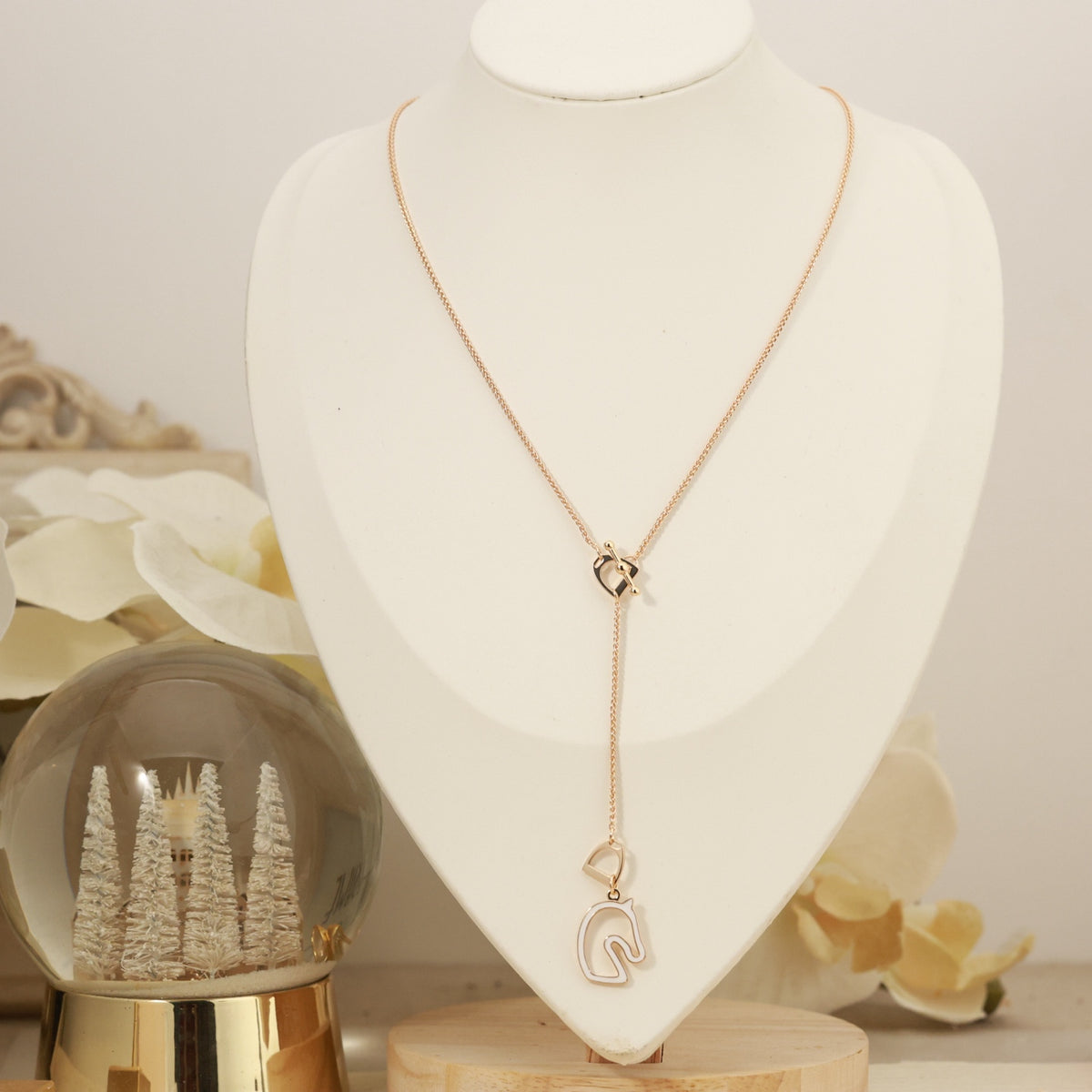 Horse Head Pendant Necklace in Rose-Gold-Tone – Rose Gold Detail close-up detail