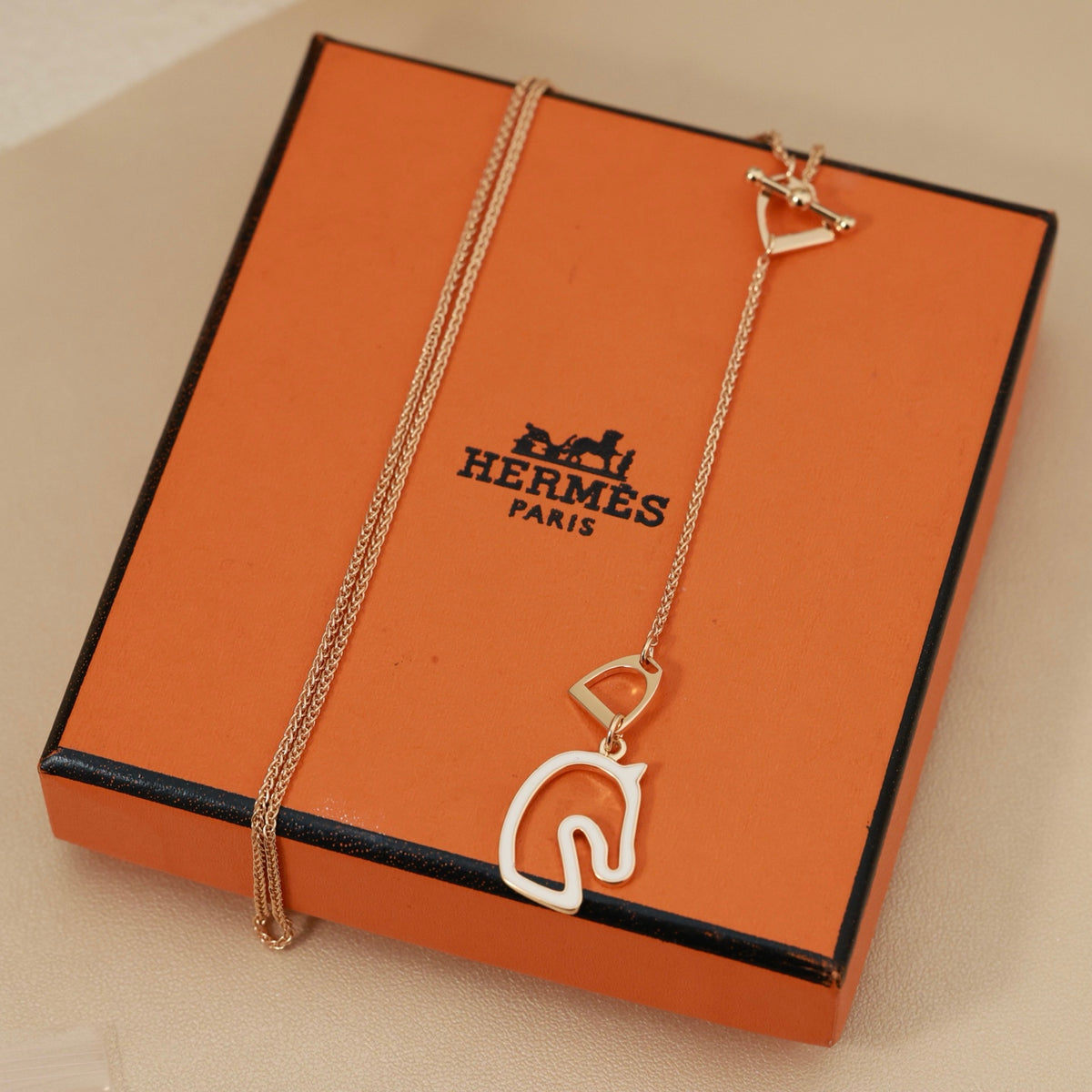 Horse Head Pendant Necklace in Rose-Gold-Tone – Rose Gold Detail main product view