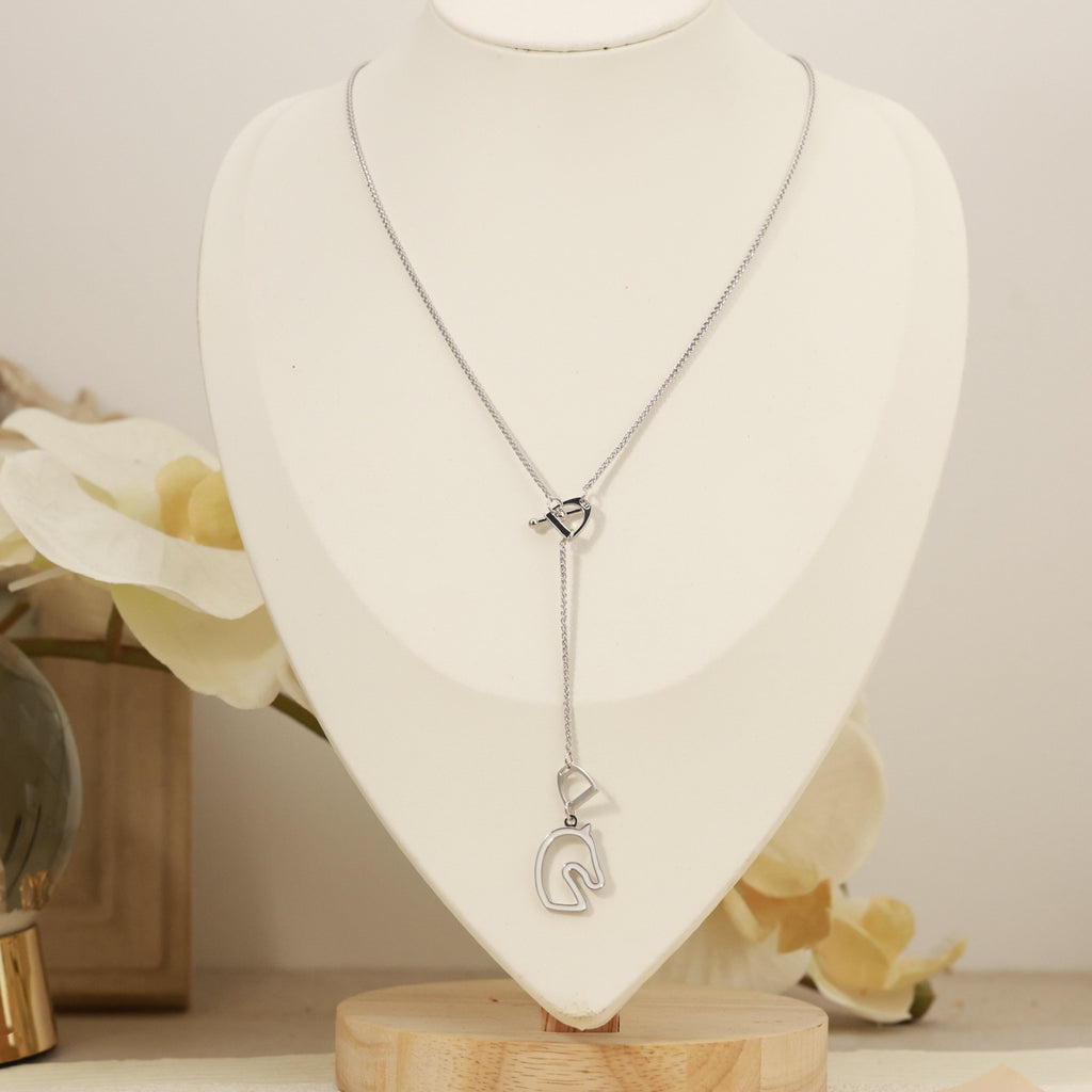 Horse Head Pendant Necklace in Rose-Gold-Tone – Rose Gold Detail styled product view