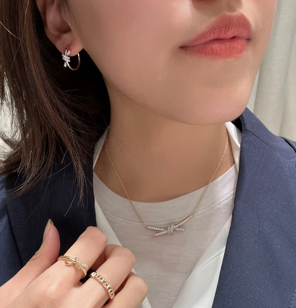 Knot Stud Earrings in Gold-Tone – Knot Detail – Design 02 detail view