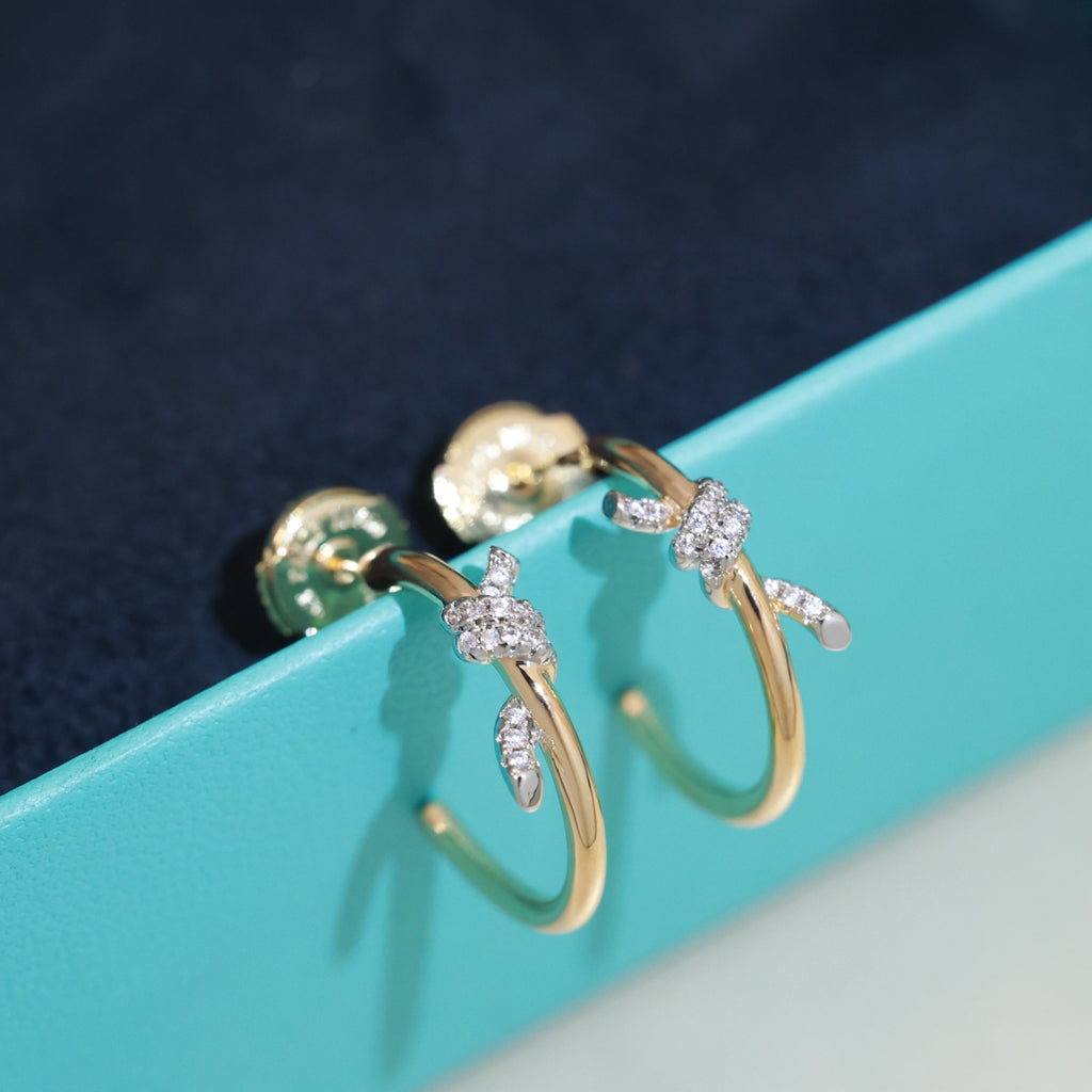 Knot Stud Earrings in Gold-Tone – Knot Detail – Design 02 side detail