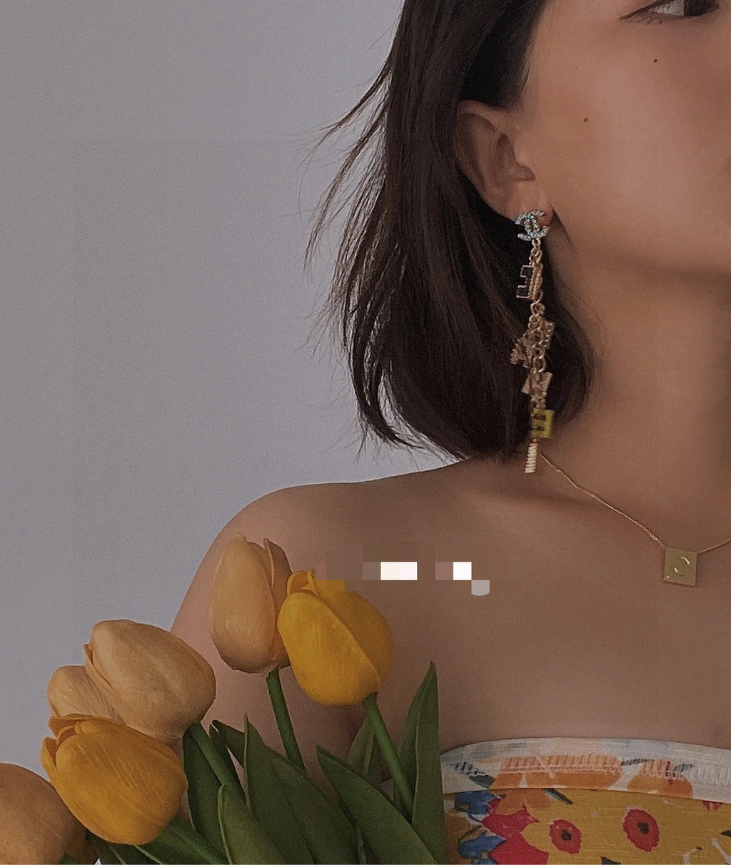 Letter Stud Earrings in Gold-Tone – Design 001 styled product view