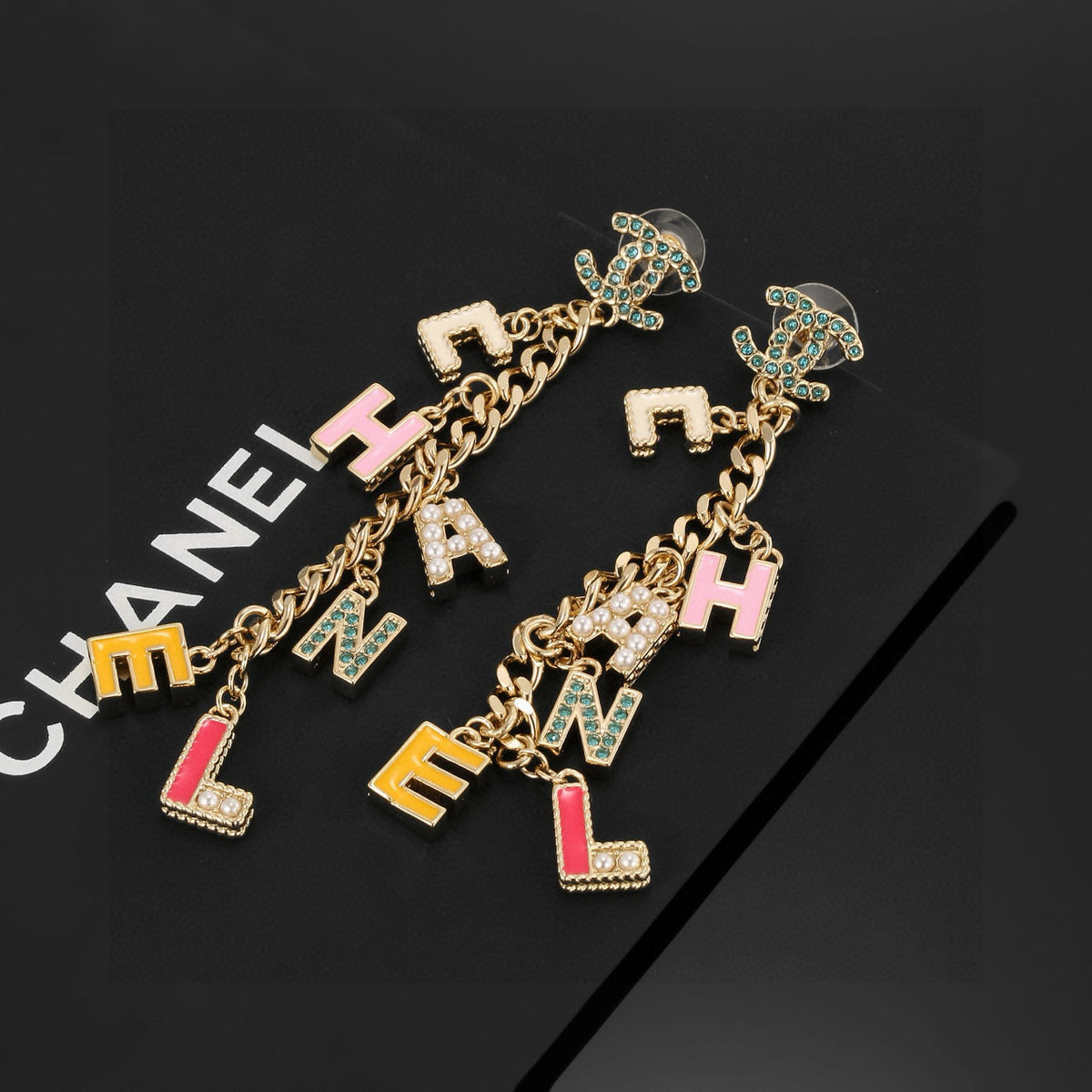 Letter Stud Earrings in Gold-Tone – Design 001 close-up detail