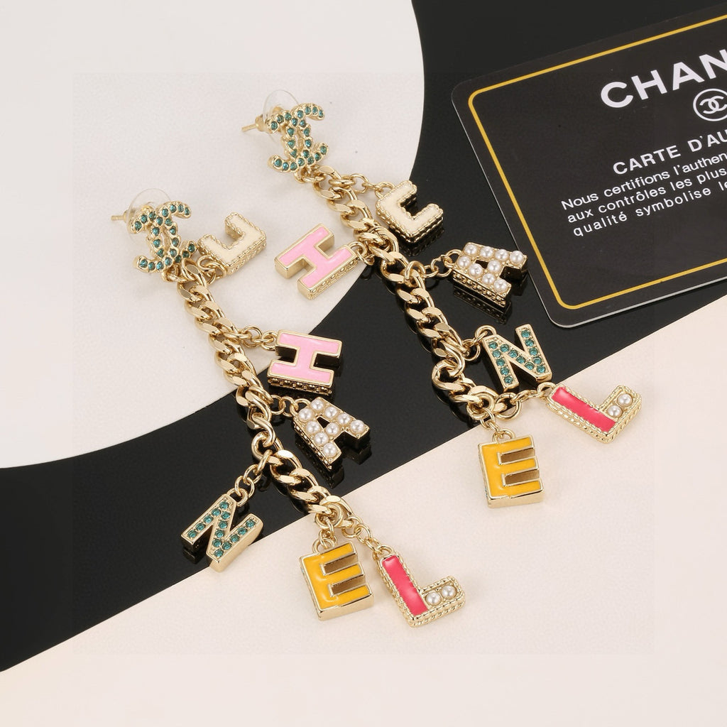 Letter Stud Earrings in Gold-Tone – Design 001 front product view