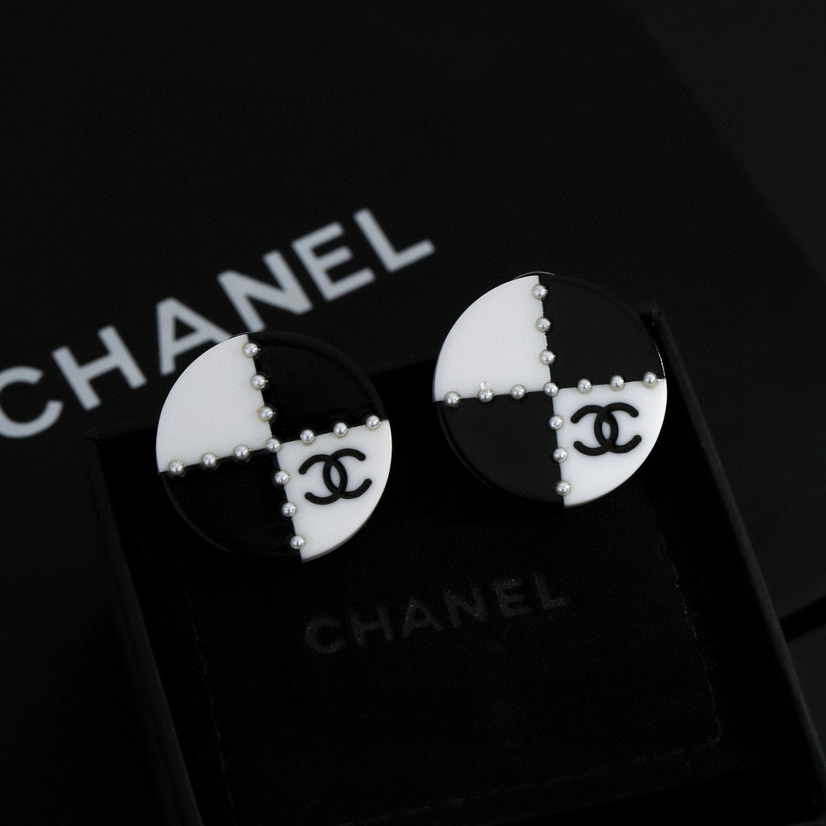 Signature Emblem Stud Earrings in Gold-Tone – Design 018 detail view
