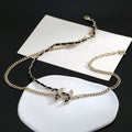 Signature Emblem Pendant Necklace in Gold-Tone – Black Detail – Design 011 main product view