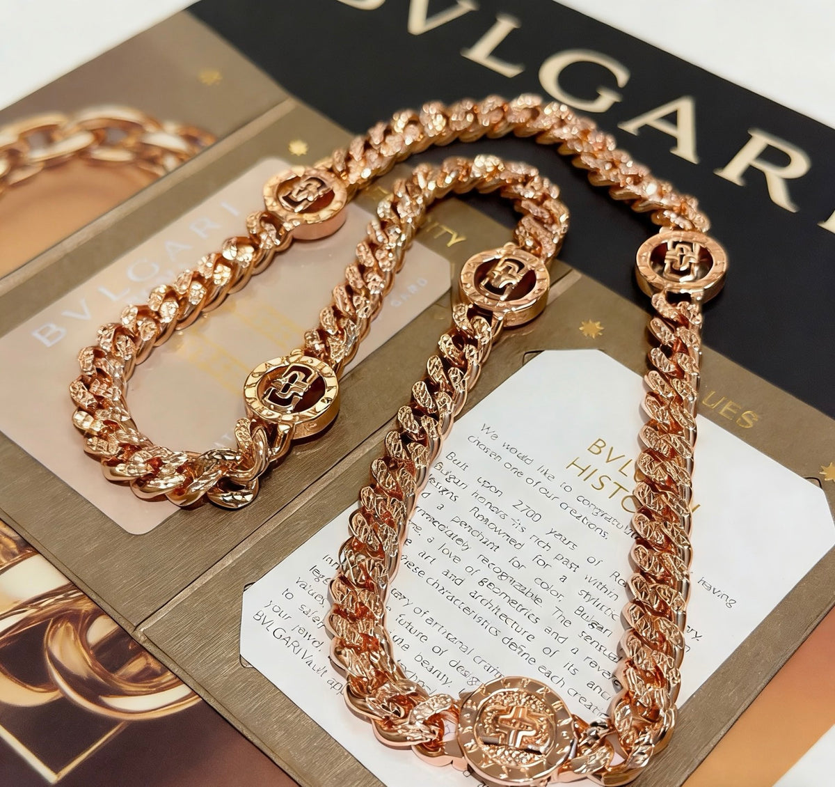 Geometric Emblem Pendant Necklace in Gold-Tone – Design 005 side detail