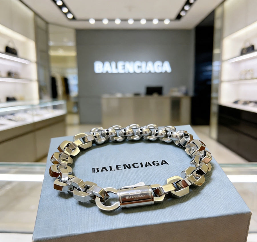 Geometric Emblem Bracelet in Polished Metal-Tone – Design 033 main product view