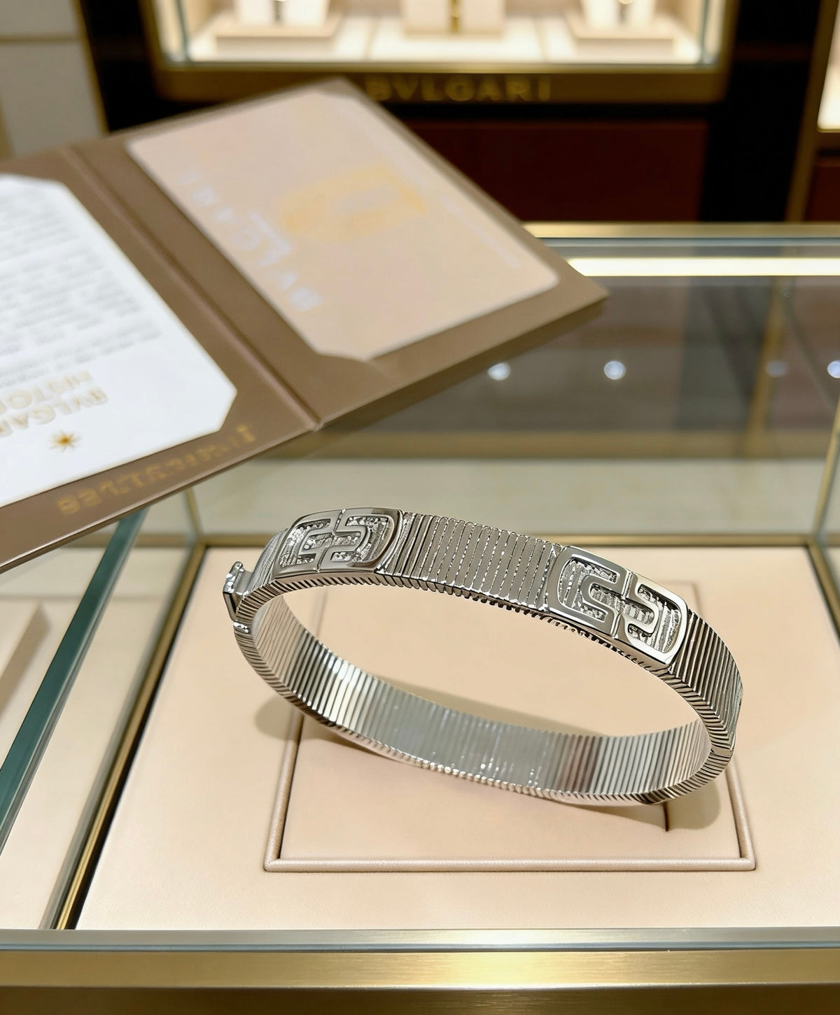 Serpentine Bangle in Polished Metal-Tone – Serpentine Detail – Design 002 front product view