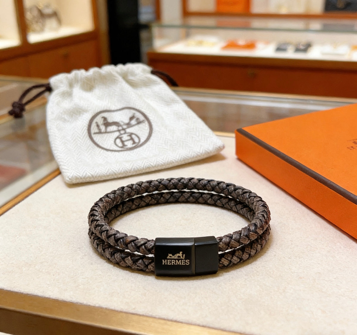 Horse Braided Bracelet in Gold-Tone – Braided Detail front product view