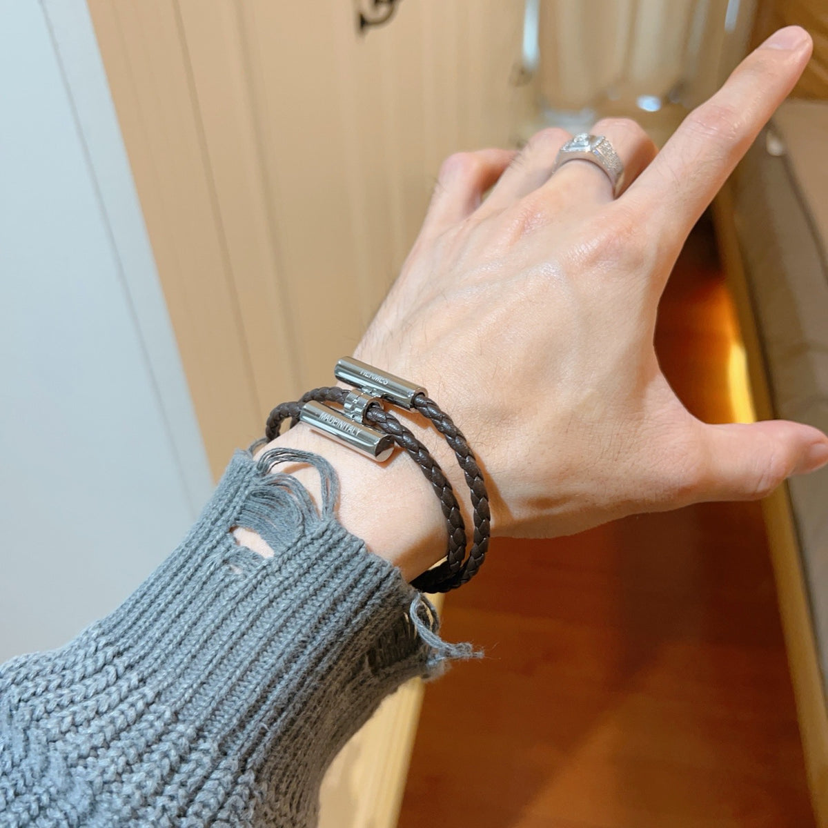 Horse Braided Bracelet in Silver-Tone – Braided Detail – Design 002 styled product view
