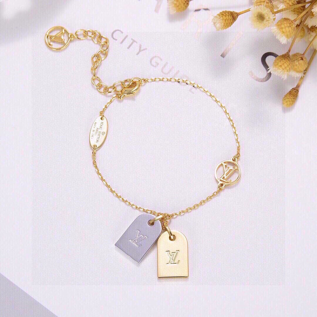 Geometric Emblem Bracelet in Polished Metal-Tone – Design 003 front product view