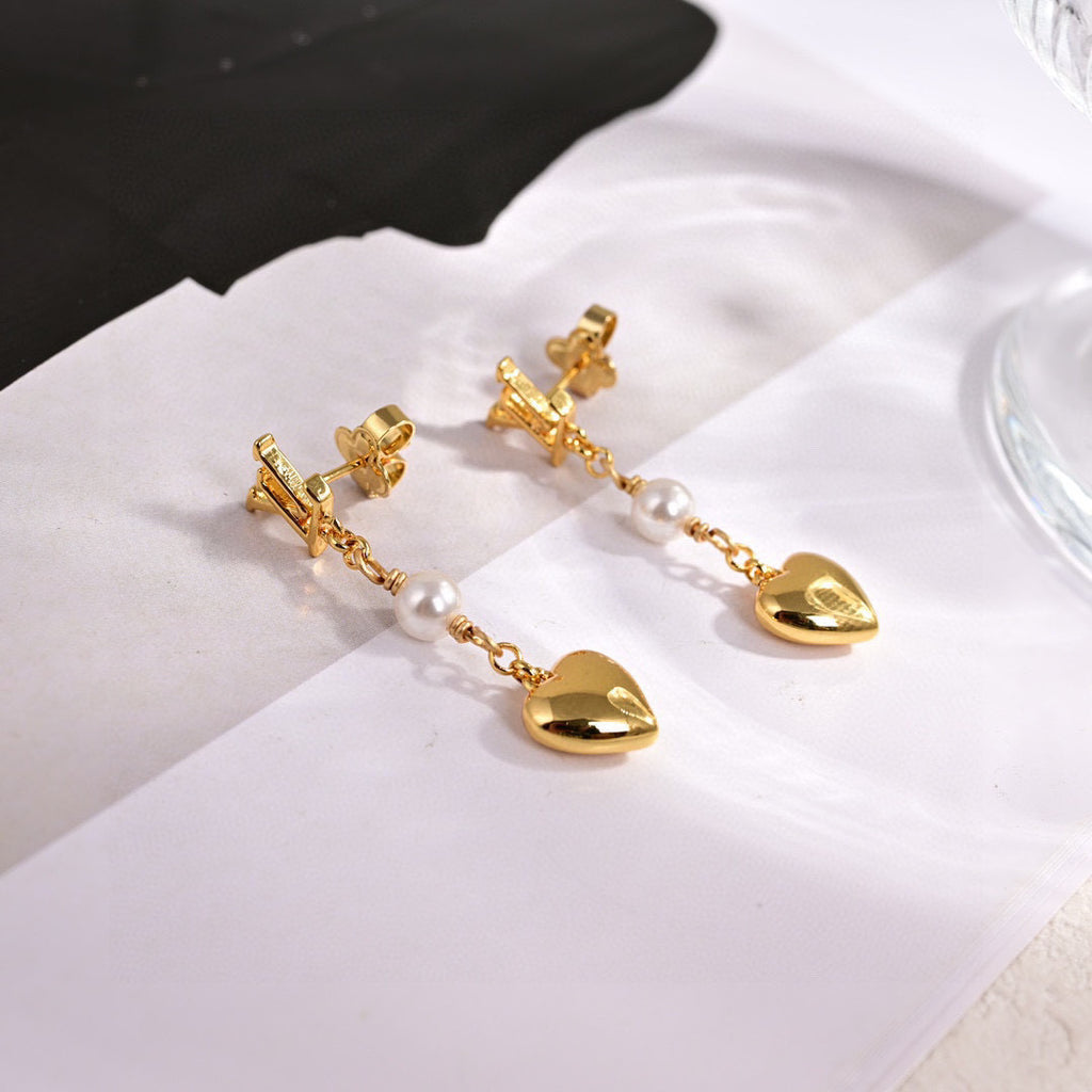 Geometric Emblem Stud Earrings in Polished Metal-Tone – Design 014 styled product view