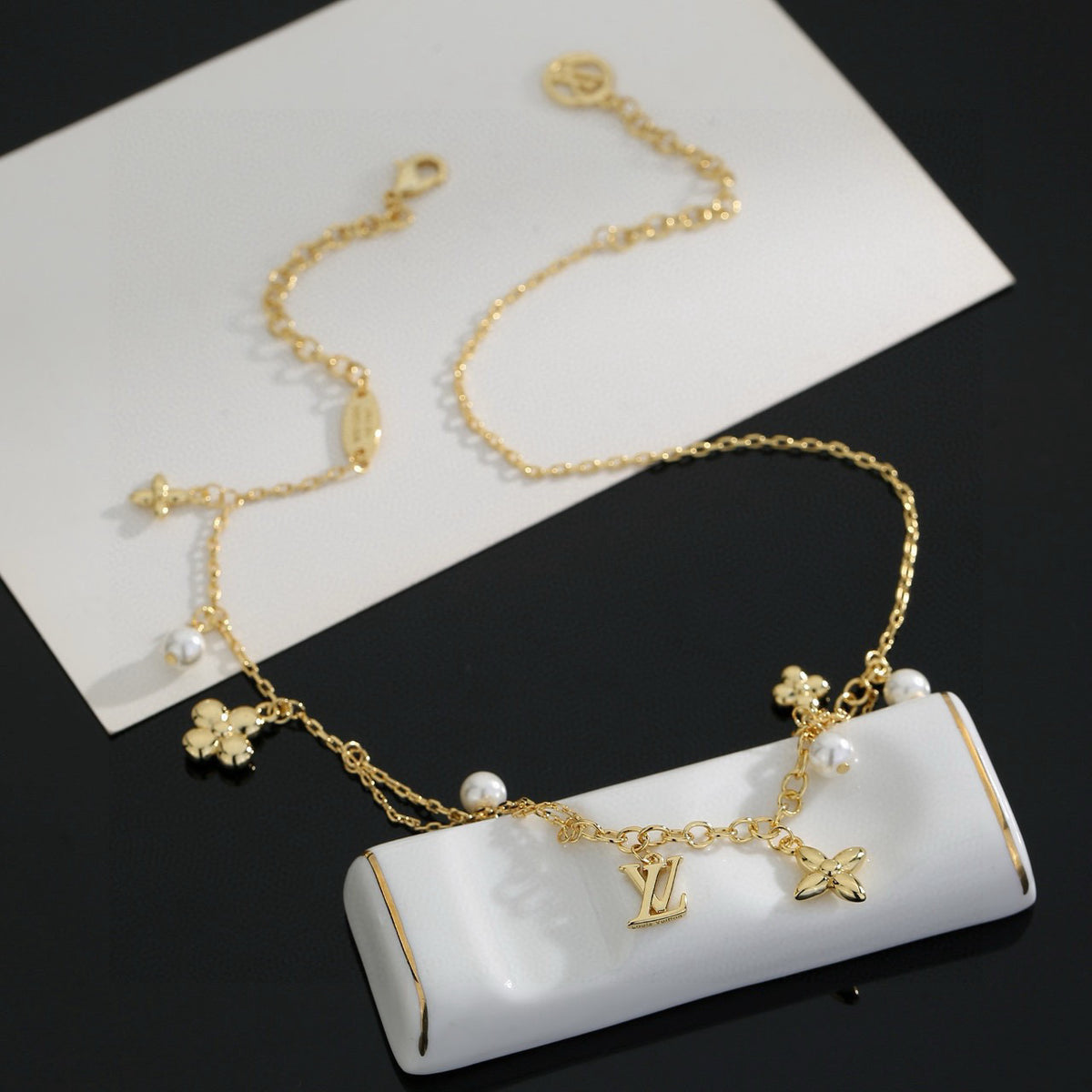 Letter Emblem Pendant Necklace in Polished Metal-Tone – Design 016 front product view