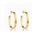 Letter Emblem Stud Earrings in Polished Metal-Tone – Design 012 main product view