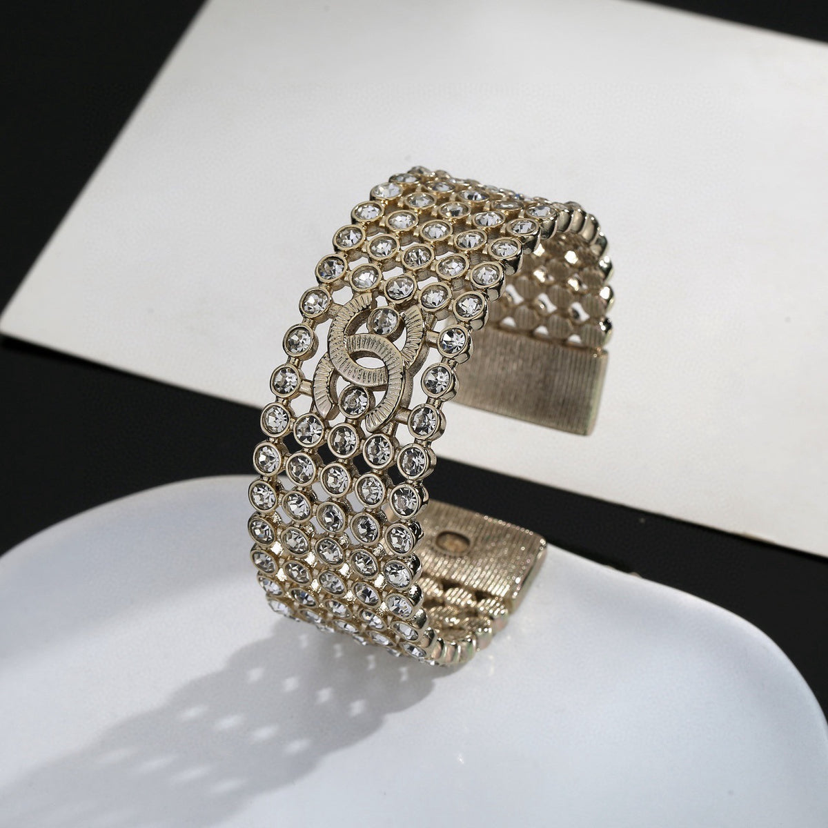 Signature Emblem Bangle in Polished Metal-Tone – Design 017 close-up detail