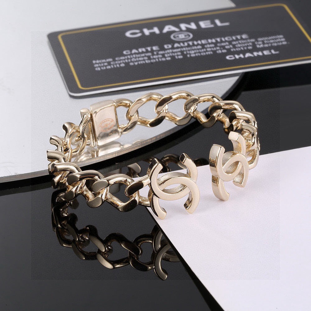 Signature Emblem Bangle in Polished Metal-Tone – Design 016 styled product view