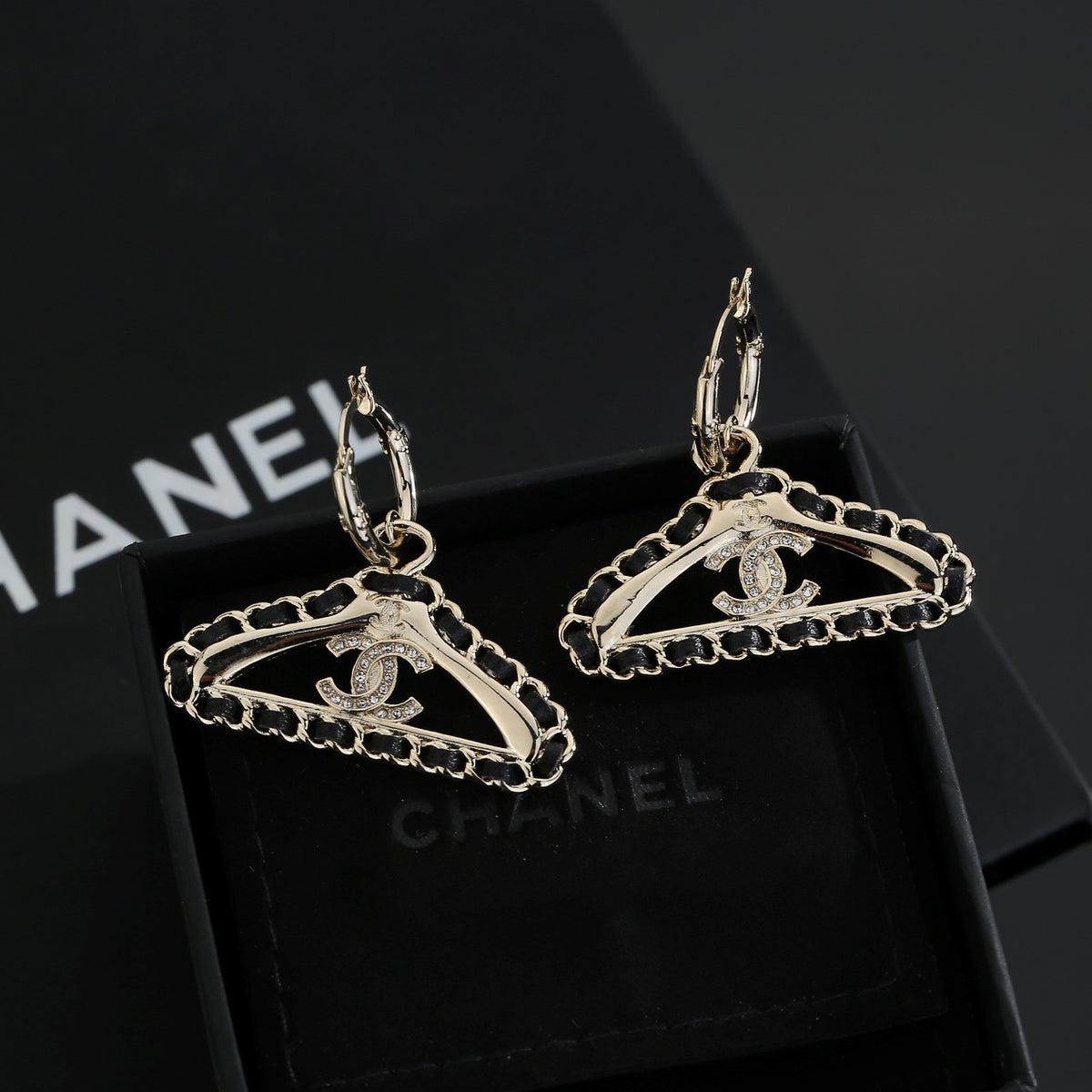 Signature Emblem Stud Earrings in Gold-Tone – Design 020 close-up detail