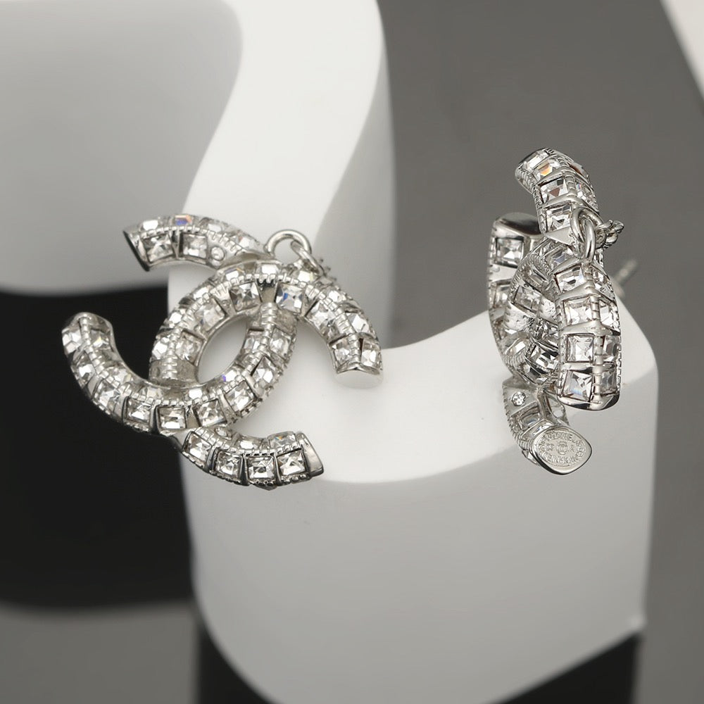 Signature Emblem Crystal-Accent Stud Earrings – Design 009 main product view