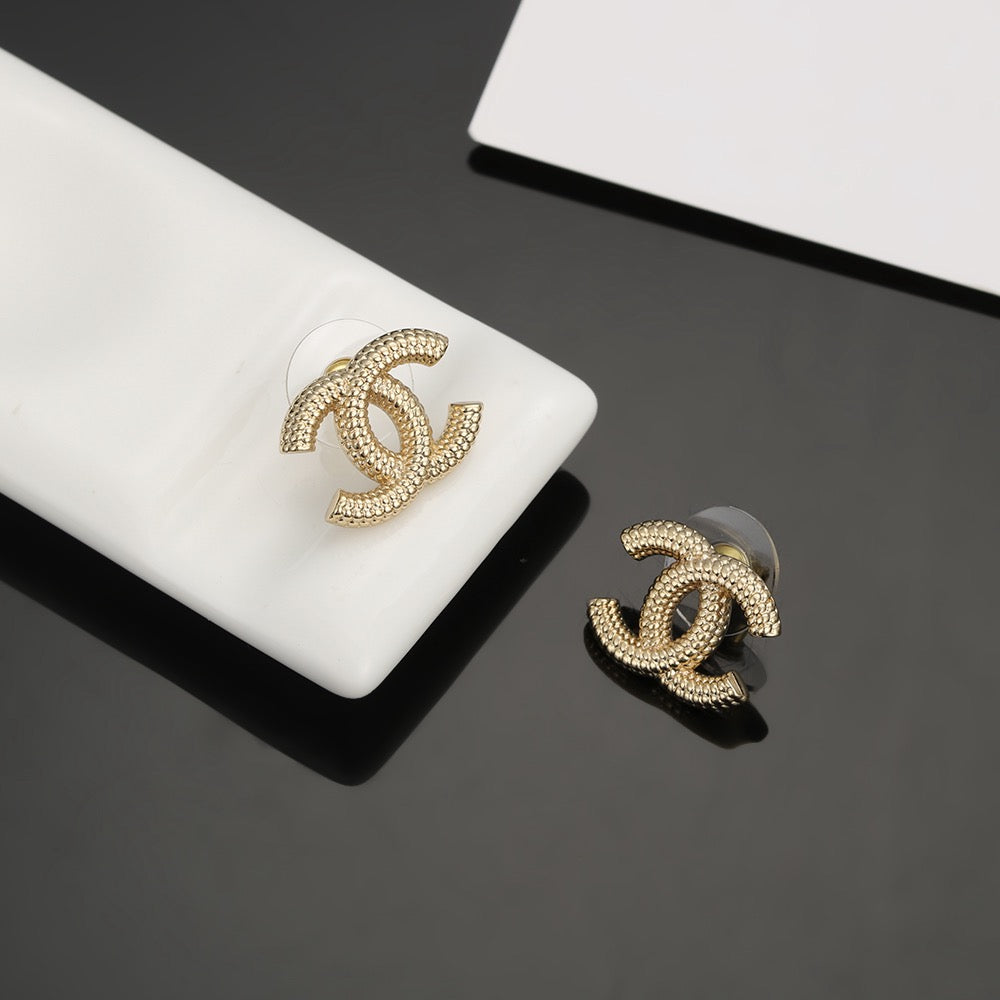 Signature Emblem Stud Earrings in Silver-Tone – Design 017 styled product view