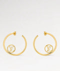Letter Emblem Stud Earrings in Polished Metal-Tone – Design 010 main product view