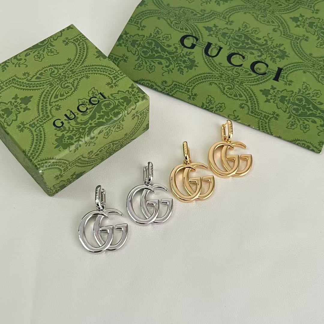 Geometric Emblem Stud Earrings in Polished Metal-Tone – Design 022 front product view