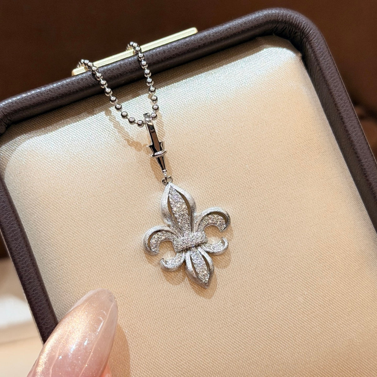 Gothic Emblem Pendant Necklace in Antique Silver-Tone – Design 14 front product view