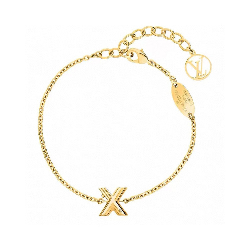 Letter Emblem Bracelet in Polished Metal-Tone – Design 016 main product view