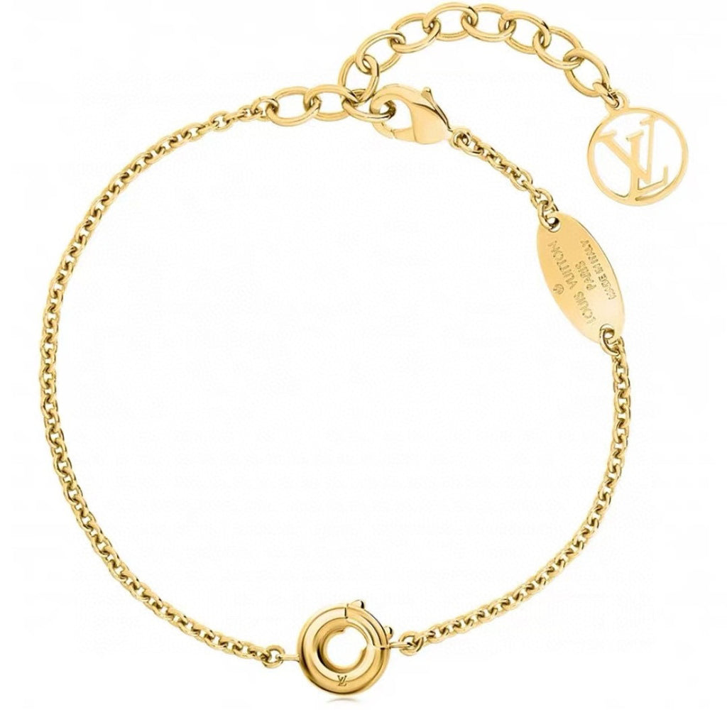 Letter Emblem Bracelet in Polished Metal-Tone – Design 016 styled product view