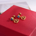 Signature Emblem Stud Earrings in Gold-Tone – Design 12 main product view